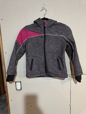 SNOZU Girl Jacket Hooded Small 7/8 Gray/Pink Fleece Lined Hooded