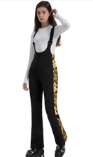 GSOU SNOW Women Ski Bib Pants Snow Overalls Snowboard Waterproof Cheetah print 