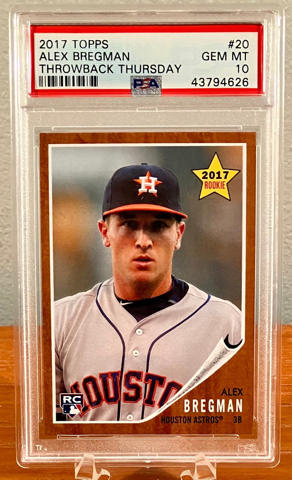 2017 Topps Throwback Thursday ALEX BREGMAN Rookie RC #TBT /1329 Print Run PSA 10