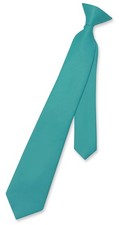 Vesuvio Napoli Boys CLIP-ON NeckTie Solid TEAL BLUE Color Youth Neck Tie