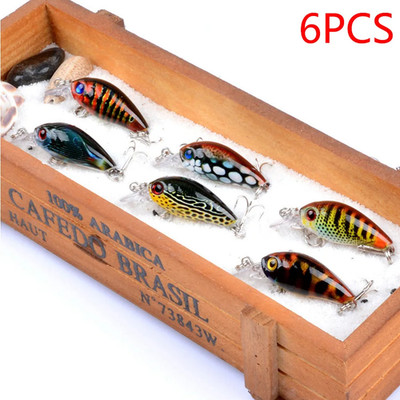 6Pcs Floating Crankbaits Fishing Lures Set Swimbait Topwater Hard Bait Kit 