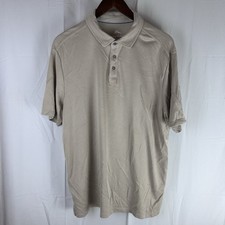 Tommy Bahama Polo Shirt Mens Large Beige Short Sleeve Modal Polyester