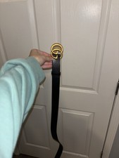 Gucci GG Marmont Thin Belt Style Number 414516 AP00T. Black Leather Gold Buckle