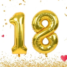 Smlpuame Number Balloon 40 Inch Large Birthday Balloon Number 18 Gold