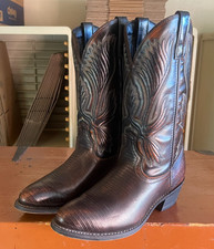 LAREDO Men's Size 9 D Cherry Brown Lizard Print Leather Cowboy Boots 68082