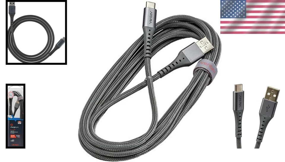 Fast Charging USB-C Cable | 10Ft Braided ChargeSync Cord - Image 2 of 4