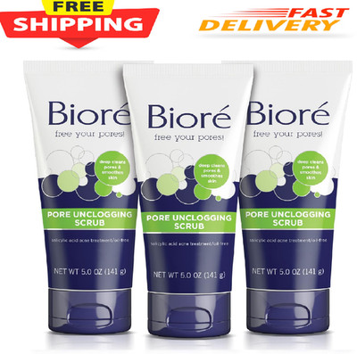 Biore Pore Unclogging Scrub 5 oz Salicylic Acid Face Scrub Oil Free Deep Clean