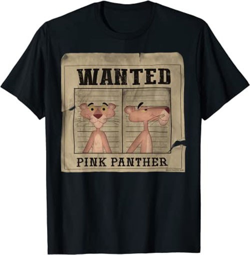 The Pink Panther Wanted T-Shirt Cartoon Tee Shirt Men's All Size S To 4XL YI087