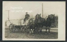 Sharp RPPC c.1910 LUMBER WAGON Teamster & DRAFT HORSE TEAM Exc+
