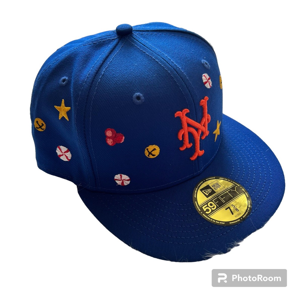 New Era New York NY Mets Holly Blue Orange 59FIFTY Fitted Cap Size 