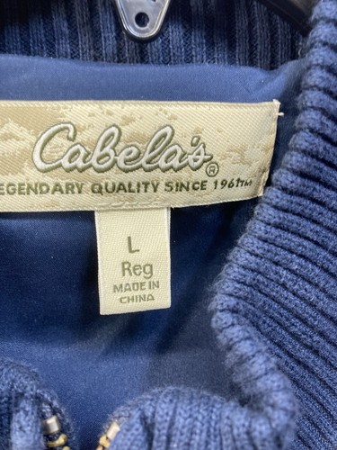 CABELA'S Sweater Men's Large 1/4 Zip WindShear Lined Pullover Blue Outdoors - Picture 5 of 11