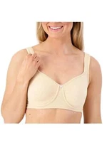 Breezies Wirefree Unlined Floral Jacquard Support Bra Sandstone