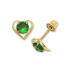 14k Yellow Gold CZ Open Heart Stud Earrings