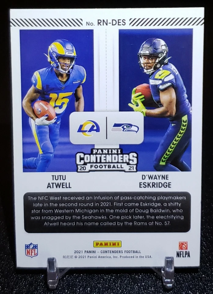 2021 Contenders Tutu Atwell D'Wayne Eskridge Round 2 Numbers #RN-DES - Image 2 of 2