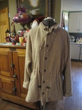 Vtg Earth Ragz Beige Boho Brass Button Long Drawstring Jacket- Large