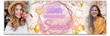 Personalised birthday photo banner man woman girl  party poster pink gold blue