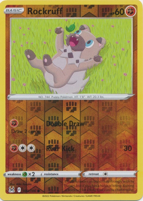 Reverse Holo Rockruff 109/196 Lost Origin Common Pokemon TCG