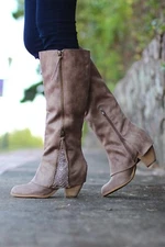 Not Rated Spiffy Tall Lace Embellished Sassy  Boots Size 9.5 (M) US Taupe Boots