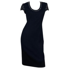 NWT 1998 Vintage Gianni Versace Couture Embellished Black Dress Italian 40 US 6