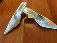 Hochzeit Schuhe Pumps, Golden Peak in weiß mit silberne Akzente, Absatz Größe 39