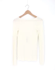 ENZA COSTA Silk Rib Long Sleeve Scoop Back Top Cloud S $192 C1