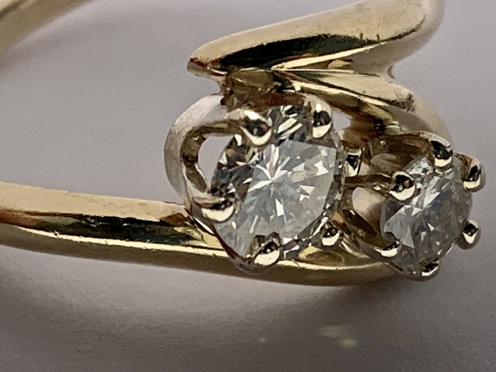 14k Solid Yellow Gold Diamond Ring  Transitional … - image 2