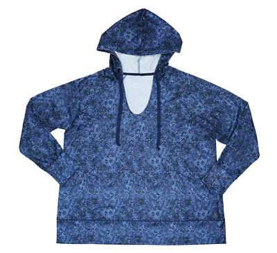 Ideology Python Print Long Sleeve Lightweight Pullover Hoodie M NWT Indigo Sea