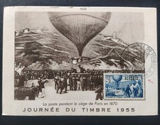 Carte Maximum Journée du timbre ballons-poste 1955 ALGÉRIE N°  325 Colomb Béchar
