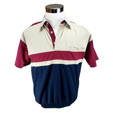 VINTAGE Boulevard Club Polo Shirt Sz M Color Block Striped Red And Blue