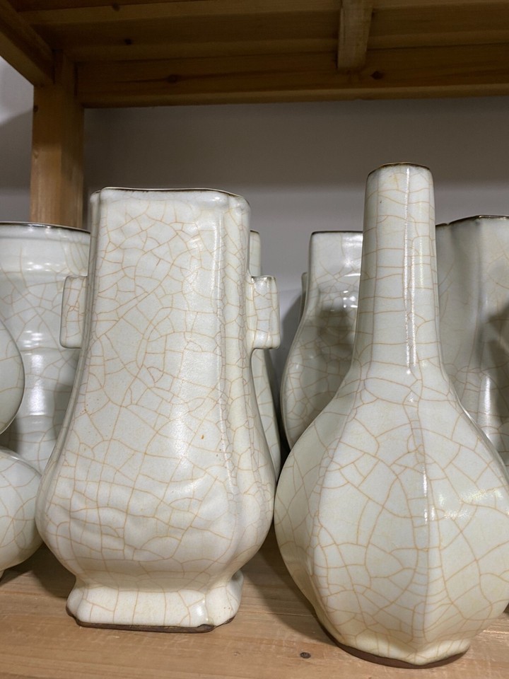 10"Old Chinese Song Dynasty Ru Kiln Porcelain Flower Bottle Vase 15