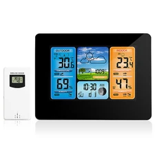 Indoor Outdoor Thermometer Wireless Weather Station with Atomic Clock USB A7P0