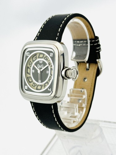 D&G Dolce & Gabbana DW0183 Cherokee Black Leather White Stitches Strap Watch - Picture 9 of 22