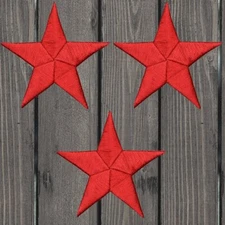 Red Star Embroidered Patch, 2.25" — 3-Pack — Iron On