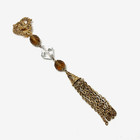 Single Alfred Sung Clip On Earring Long Topaz and Clear Lucite Bead Chain Tassel