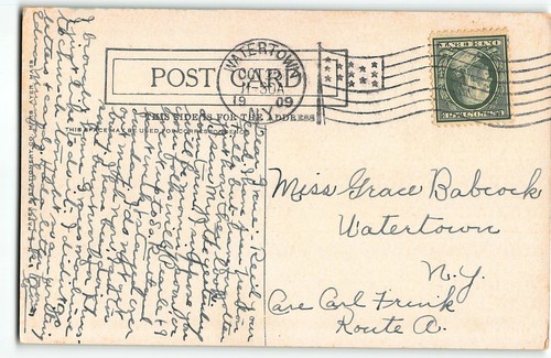 Watertown, NY UFFICIO POSTALE "NUOVO" aperto 27 giugno cartolina spedita lì 24 ottobre 1909 - Foto 2 di 2