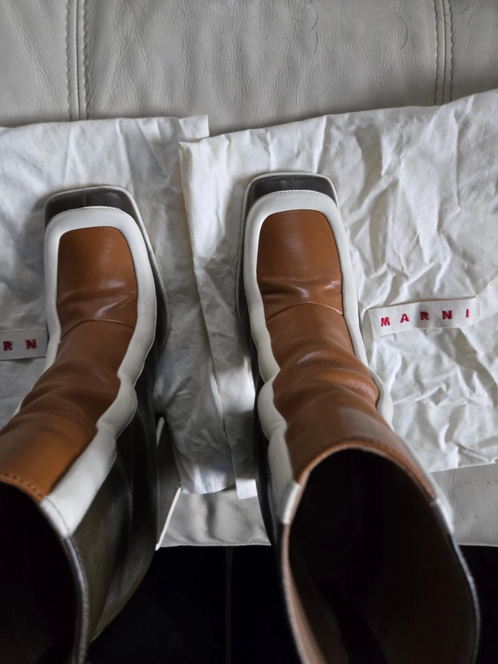 Botines de cuero marrón Marni talla 38 europeos Foto 3 de 4