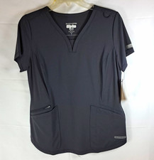 Skechers Women's V-Neck Scrub Top S Gray Solid Polyester Knit SKT220
