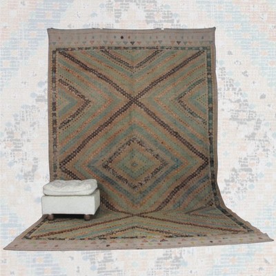 Oversize Vintage Kilim Rug - 7x11 ft | Wool Bohemian Turkish Rug for Living Room