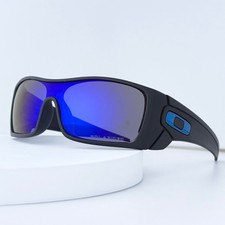 Oakley Batwolf OO9101 Polarized Sunglasses Matte Black Blue Lens UV400