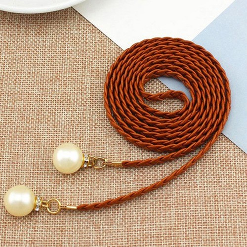 Braided Waist Belt White Pearl Decors Knot Waist Rope Thin Beltdiy # - Picture 2 of 18