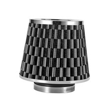 Clamp-On Car Air Intake Filter, 3 In/3.5 In/4 In Three Size Carbon Fiber Black