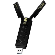 WiFi 7 USB Adapter for Desktop PC 6500Mbps Tri-Band 6GHz Gaming Win10/11 Black