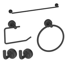4-Piece Matte Black Bathroom Hardware Set   Towel Bar Towel Ring Robe Hooks