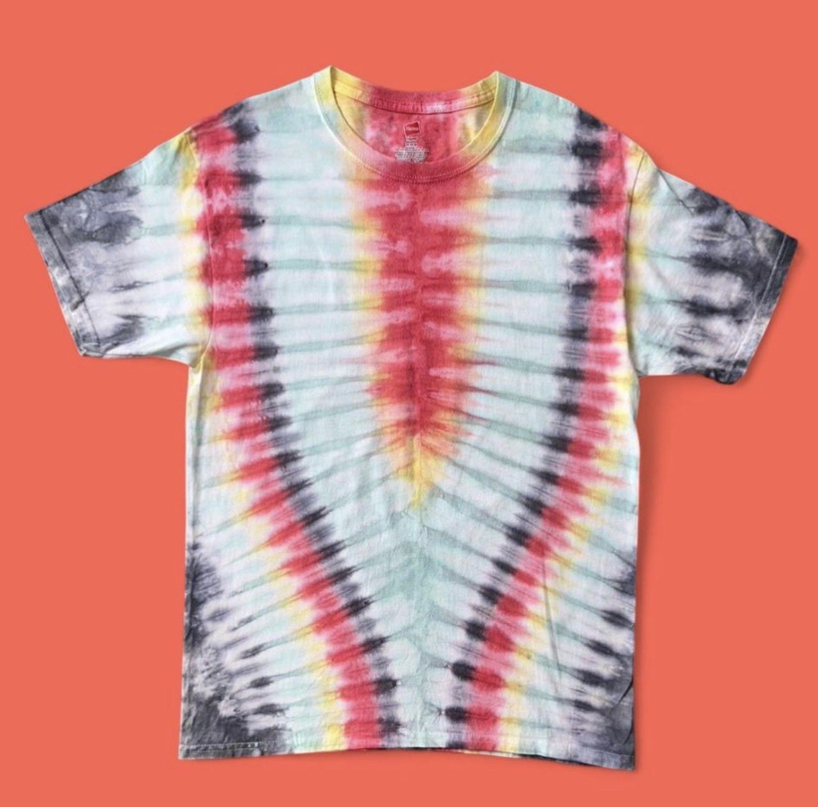Multicolored tie-dye Short Sleeve T-Shirt - Hanes Tagless - Adult Size Medium