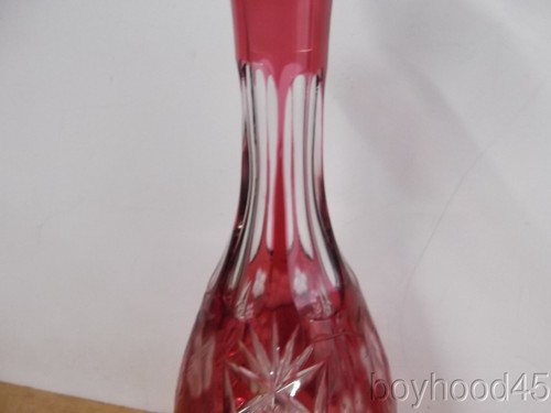 Fabulous Vintage Cranberry Crystal Cut to Clear Wine Decanter-circa 1930s?? - Picture 6 of 15