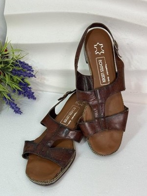 Women genuine leather heels brown leather 41