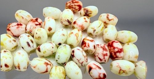 Czech Glass Marbled Glass Beads 10mm Oval Qty:14