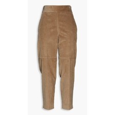 Brunello Cucinelli Cropped Cotton Corduroy Tapered Pants In Light Brown