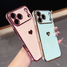 Love Cute Plating Bumper Shockproof Case For iPhone 17 16 15 Pro Max 14 13 12 1