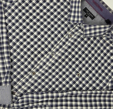 Ted Baker London Button Down Long Sleeve Shirt Mens Size 5, XL Purple Gray Plaid